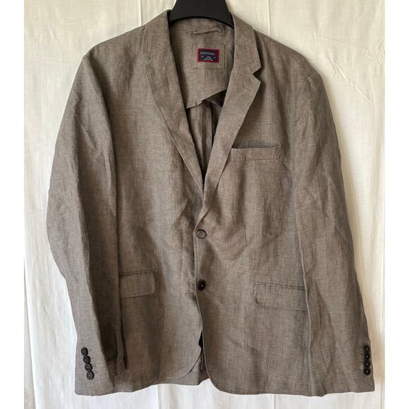 Untuckit 100% Linen Blazer Jacket Gray Size 44R Two Button - Picture 1 of 6